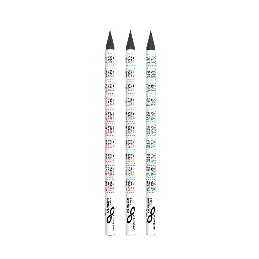 Lápis infinito educativo Tabuada Rosa Newpen - Papelaria Encantada