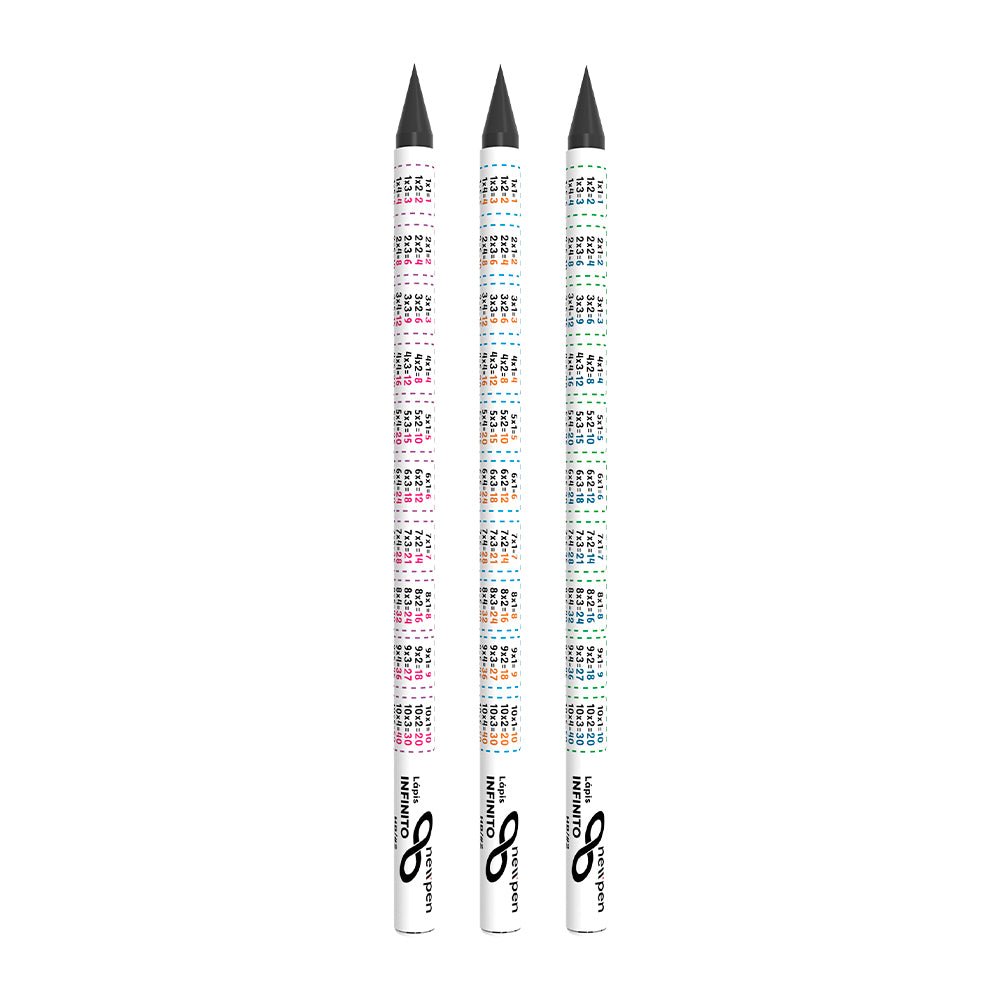 Lápis infinito educativo Tabuada Rosa Newpen - Papelaria Encantada