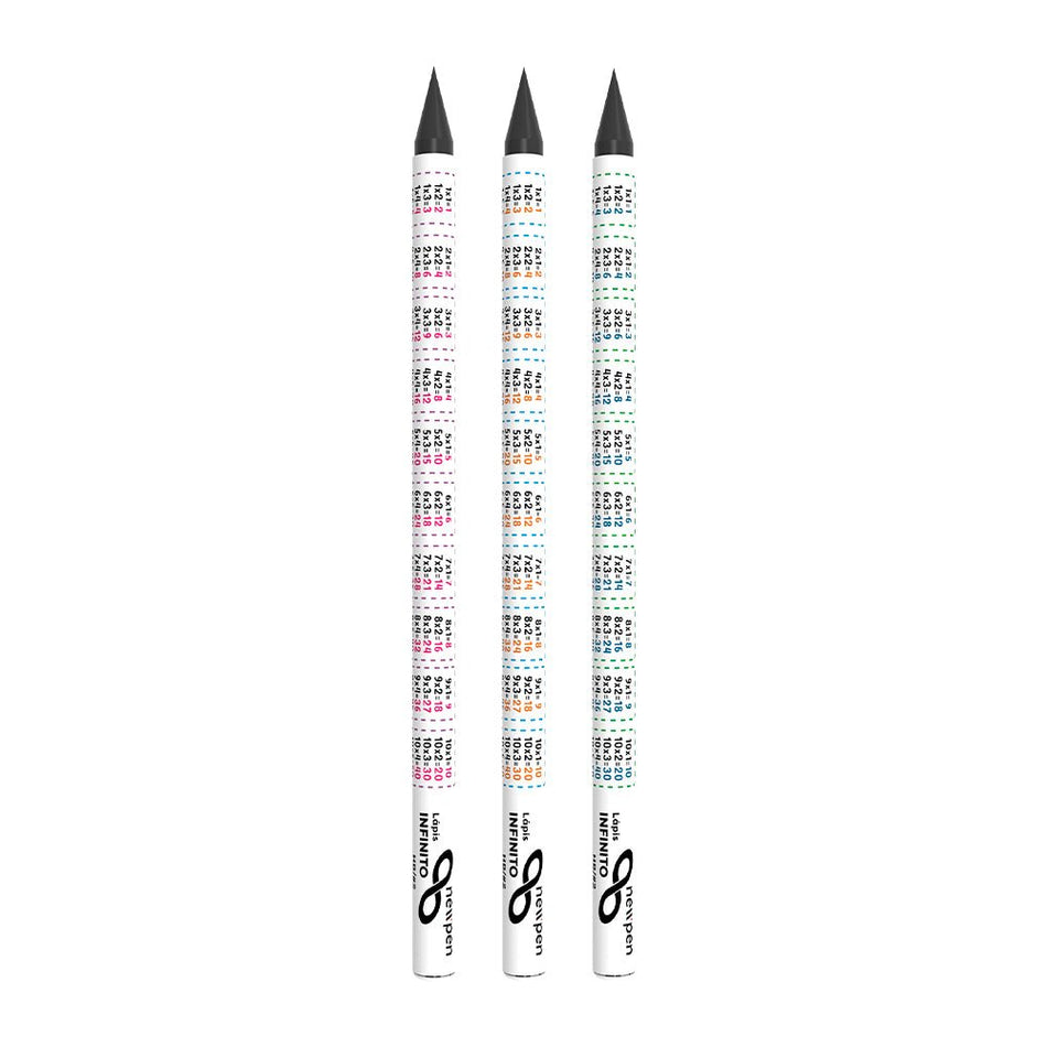 Lápis infinito educativo Tabuada Rosa Newpen - Papelaria Encantada