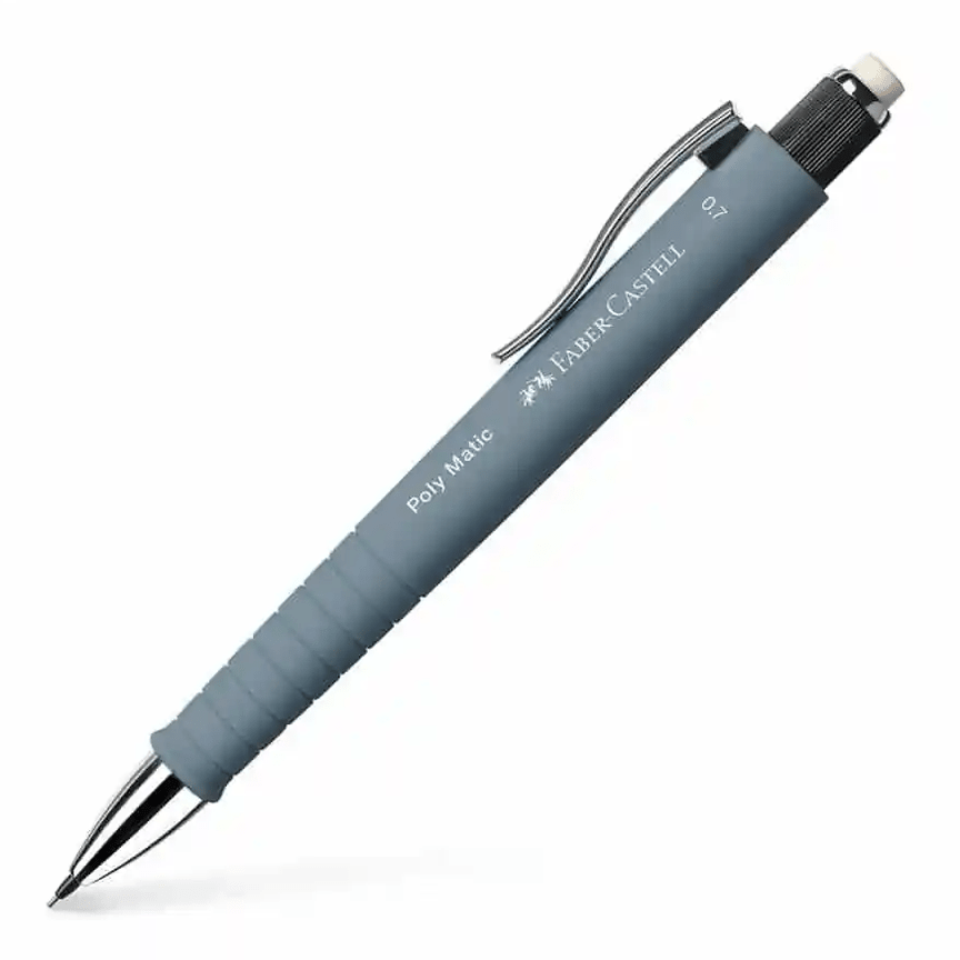 Lapiseira Faber - Castell Poly Matic 0.7 Cinza - Papelaria Encantada