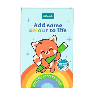 Livro de colorir + canetas de cor + autocolantes - Add some colour to life Mr. wonderful - Papelaria Encantada