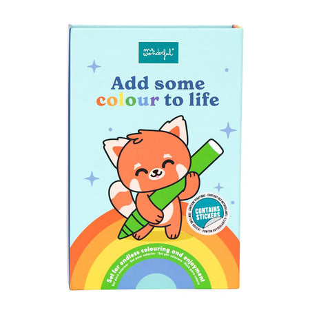 Livro de colorir + canetas de cor + autocolantes - Add some colour to life Mr. wonderful - Papelaria Encantada