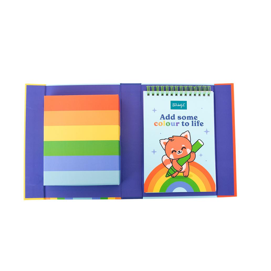 Livro de colorir + canetas de cor + autocolantes - Add some colour to life Mr. wonderful - Papelaria Encantada