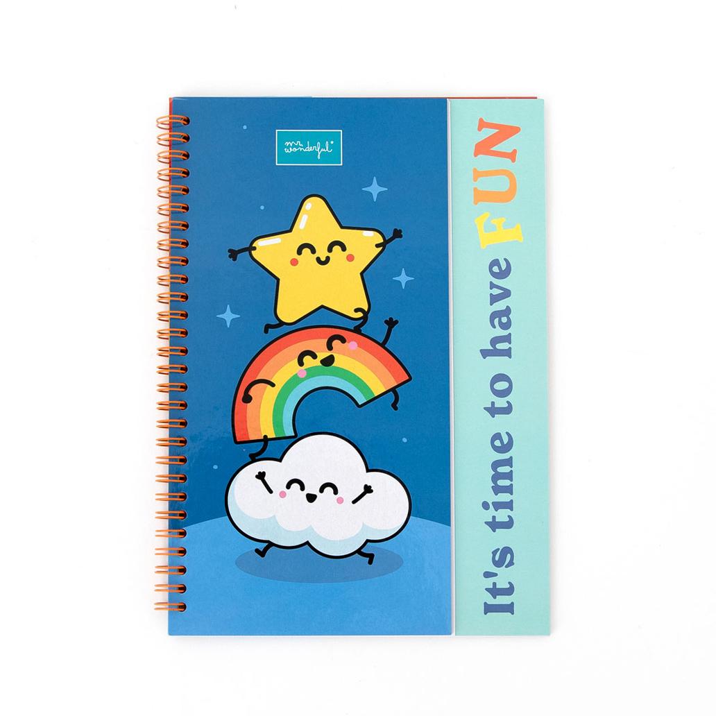 Livro de colorir e autocolantes - It's time to have fun Mr.wonderful - Papelaria Encantada