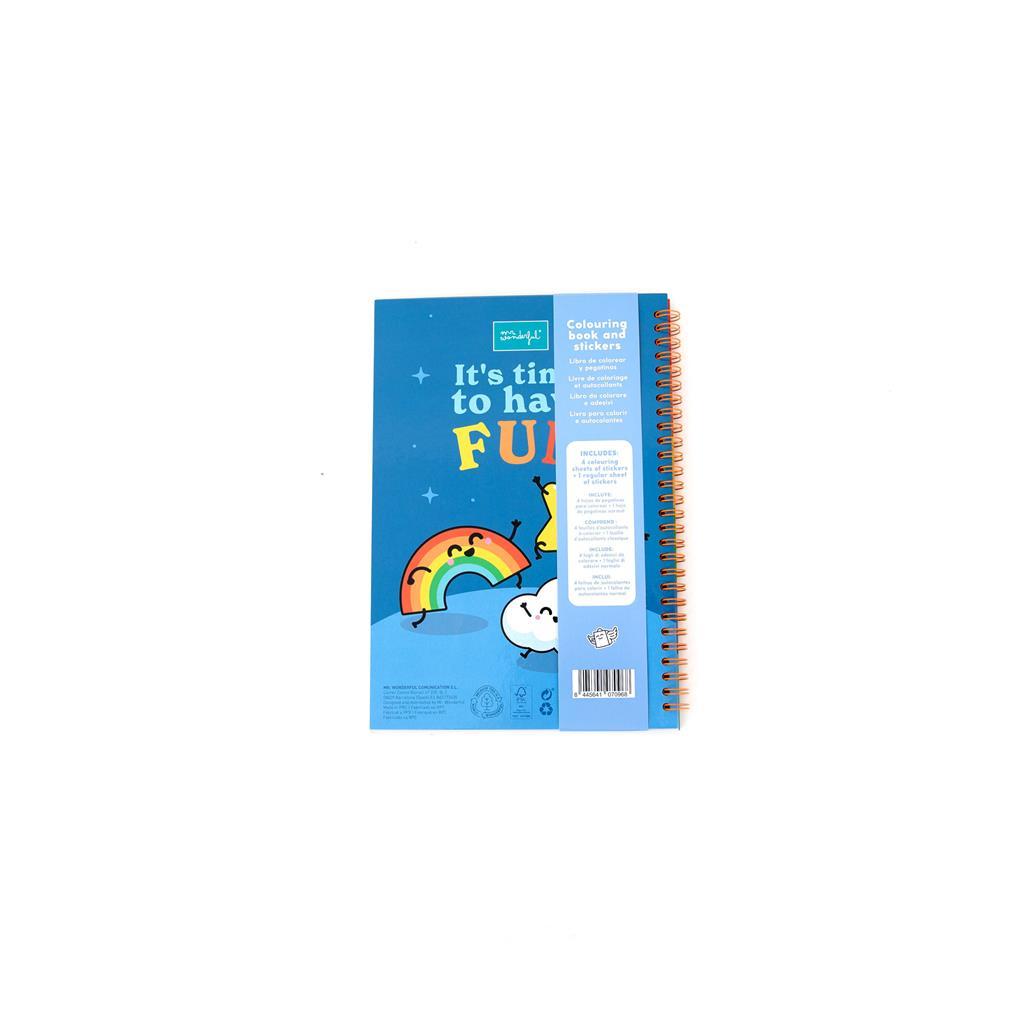 Livro de colorir e autocolantes - It's time to have fun Mr.wonderful - Papelaria Encantada