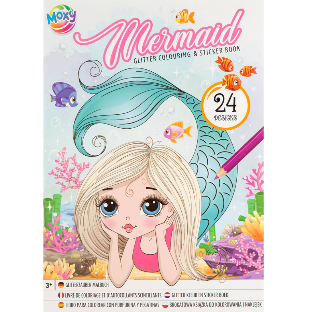 Livro para colorir com glitter A4 Sereia - Papelaria Encantada