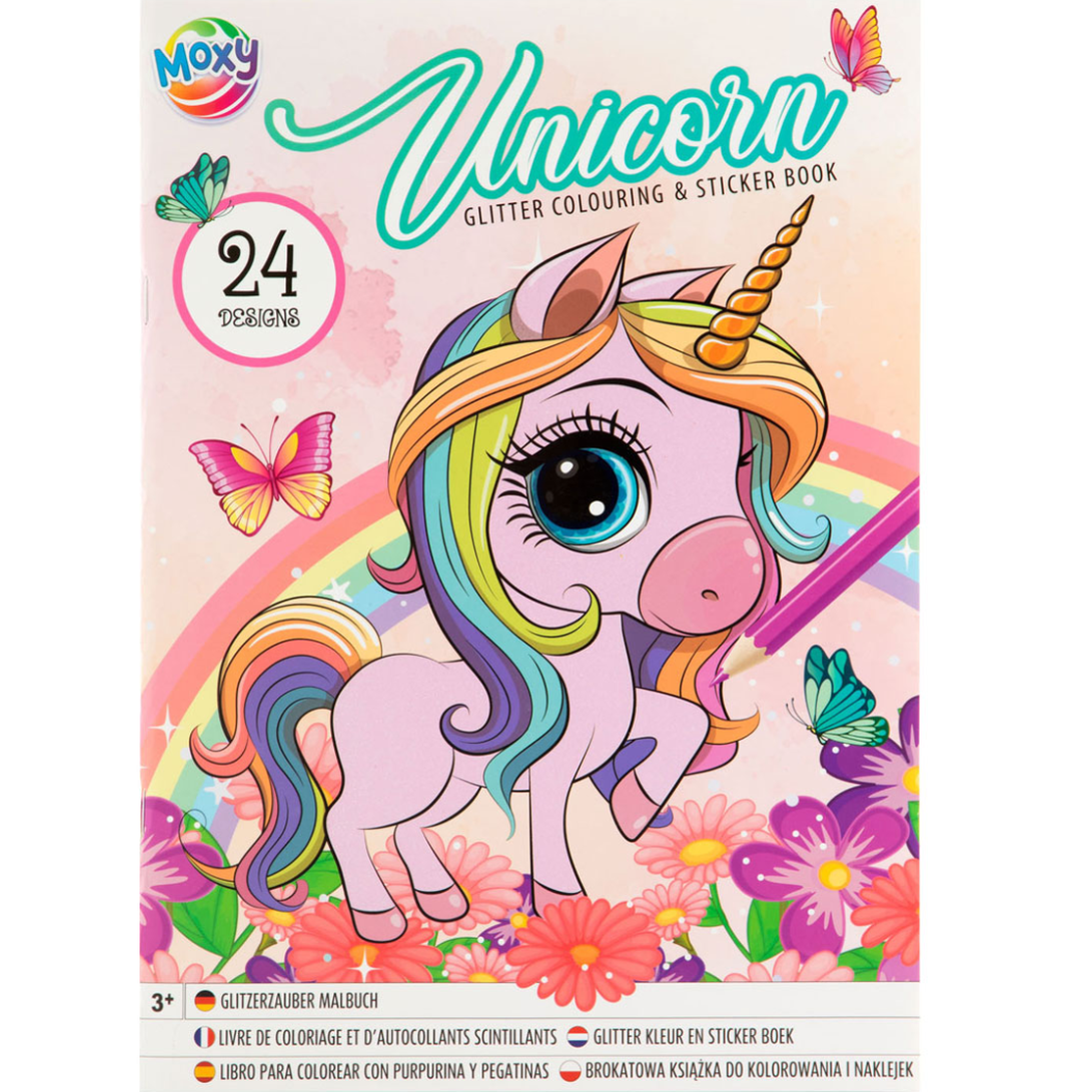 Livro para colorir glitter A4 unicórnio - Papelaria Encantada