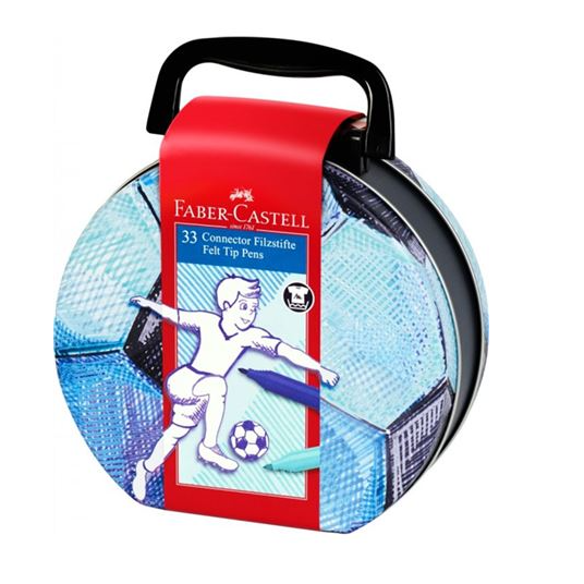 Mala de Futebol com Marcadores Faber - Castell Connector - 33 Unidades - Papelaria Encantada