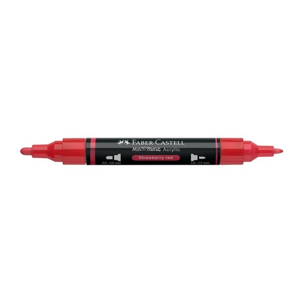Marcador Acrílico Faber - Castell Multimark Strawberry Red - Papelaria Encantada