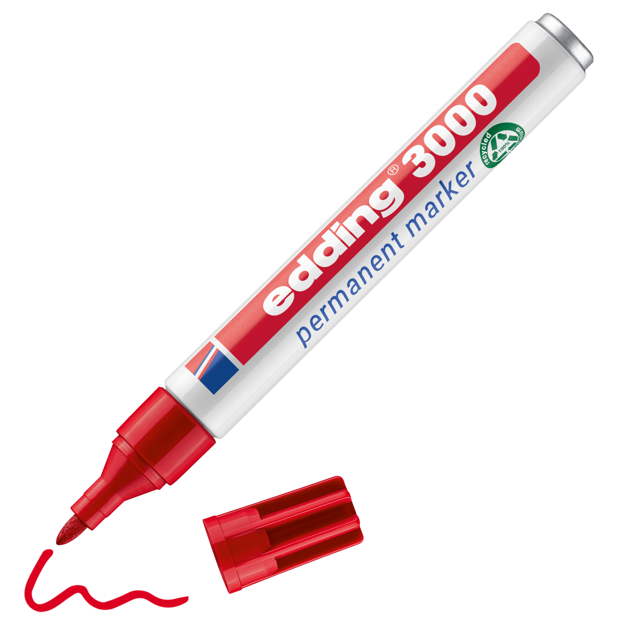 Marcador Edding 3000 Vermelho - Papelaria Encantada
