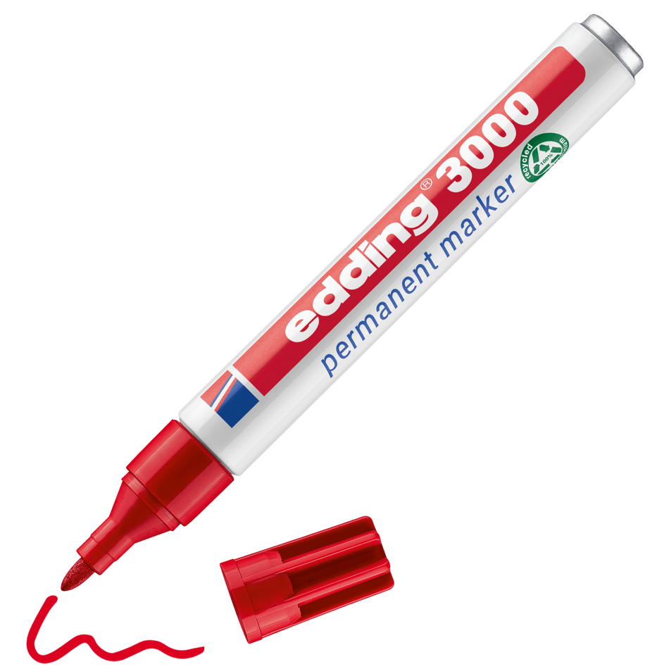 Marcador Edding 3000 Vermelho - Papelaria Encantada