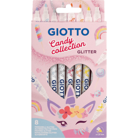 Marcador Giotto Candy Collection turbo glitter 8 cores - Papelaria Encantada