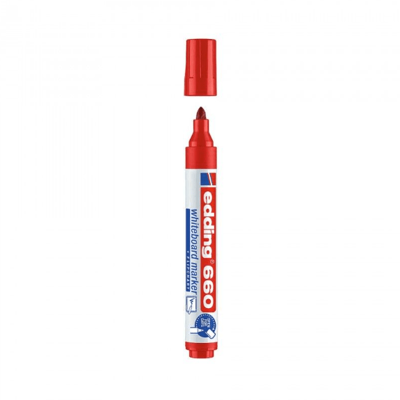 Marcador para quadro banco edding 660 Vermelho - Papelaria Encantada