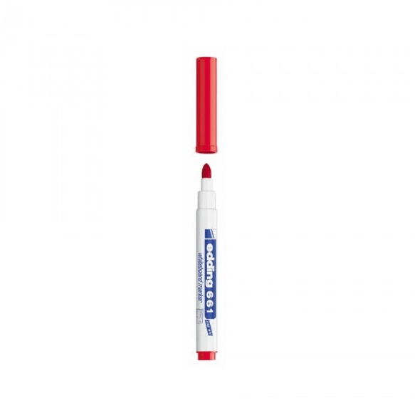 Marcador para quadro banco edding 661 Vermelho - Papelaria Encantada