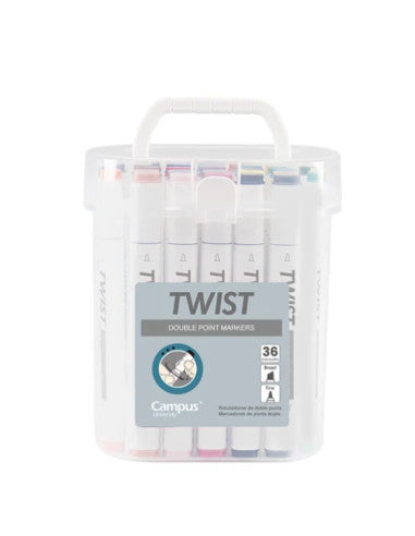 Marcadores ponta dupla Twist Campus C/36