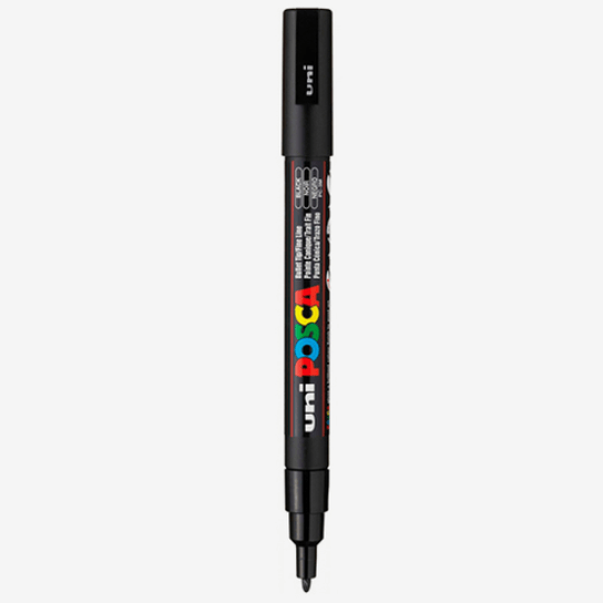 Marcador uni posca 3M Preto - Papelaria Encantada