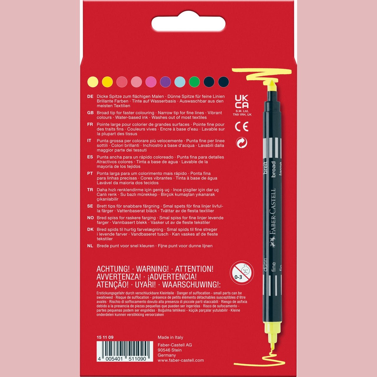 Marcadores bicolor de ponta dupla Faber-Castell 10 cores Neon - Papelaria Encantada