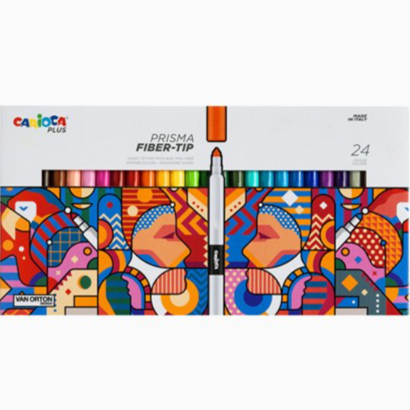 Marcadores carioca plus caixa de 24 unidades - Papelaria Encantada