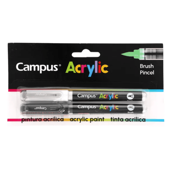 Marcadores de acrílico Campus ponta pincel Blister x 2 unidades - Papelaria Encantada