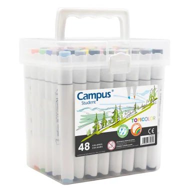 Marcadores de ponta dupla Topicolor Cx48 cores Campus - Papelaria Encantada