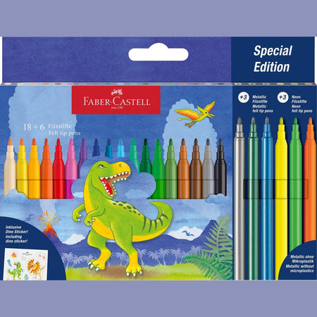 Marcadores Dinossauro cx 18+6 Faber - castell - Papelaria Encantada