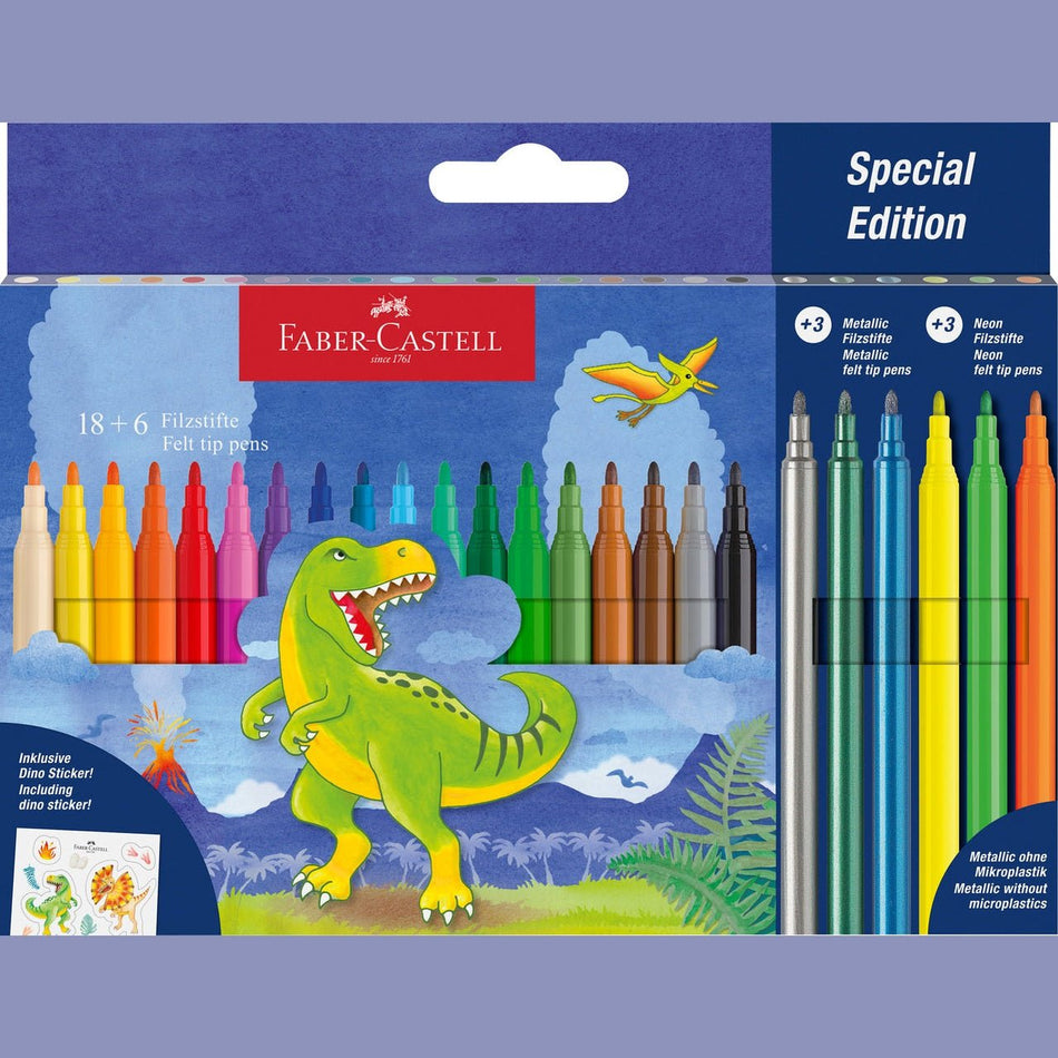 Marcadores Dinossauro cx 18+6 Faber - castell - Papelaria Encantada