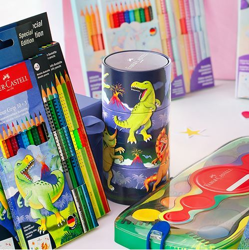 Marcadores Faber - Castell Connector em Caixa Dinossauro - 20 Unidades - Papelaria Encantada