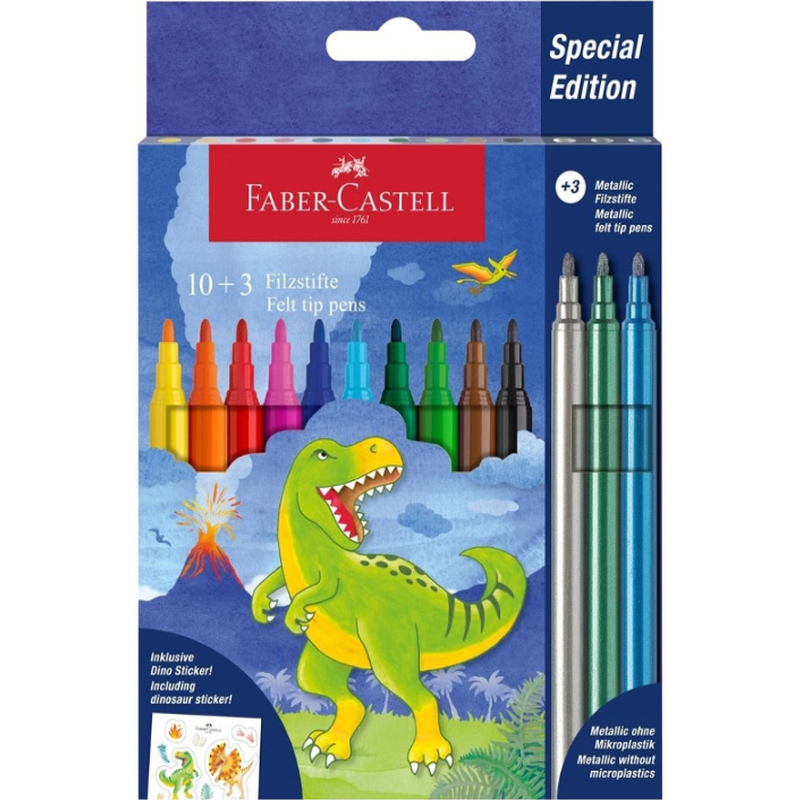 Marcadores faber - castell dinossauro 10+3 - Papelaria Encantada