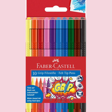 Marcadores Faber-Castell Grip 10 cores - Papelaria Encantada