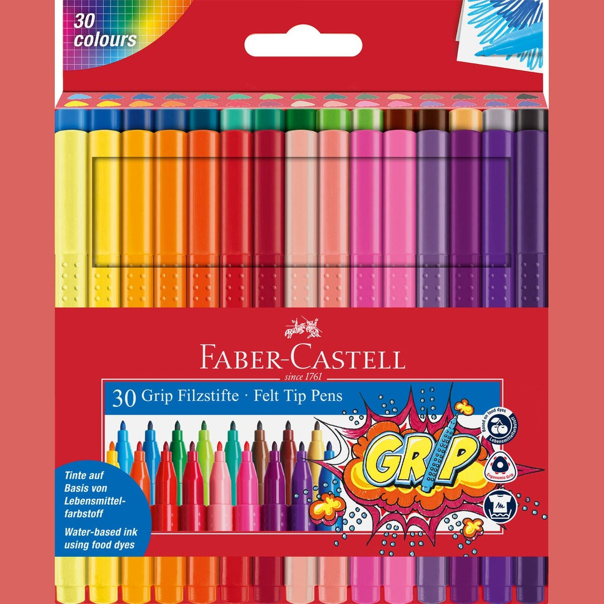 Marcadores Faber-Castell Grip 30 cores - Papelaria Encantada