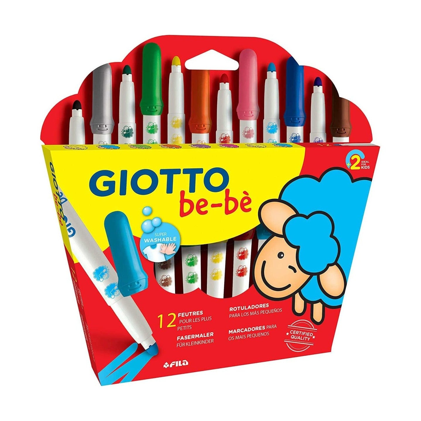 Marcadores laváveis GIOTTO Be-bé Super caixa com 12 unidades - Papelaria Encantada