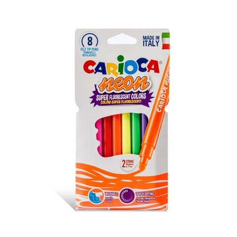Marcadores neon super flurescente cx8 Carioca - Papelaria Encantada