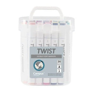 Marcadores ponta dupla Twist Campus C/36 - Papelaria Encantada