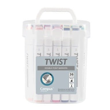 Marcadores ponta dupla Twist Campus C/36 - Papelaria Encantada