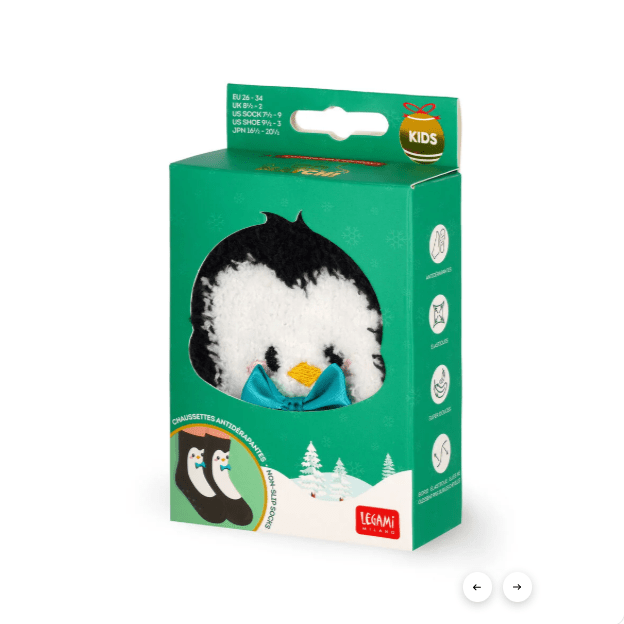 Meias antiderrapantes Pinguin para crianças - Combinam! Legami - Papelaria Encantada