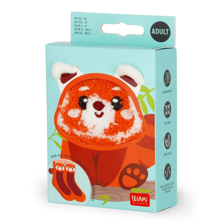 Meias Legami Panda Vermelho Adulto - Papelaria Encantada