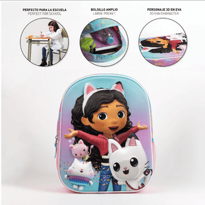 Mochila 3D Gabby Dollhouse 31cm Pre-escolar - Papelaria Encantada