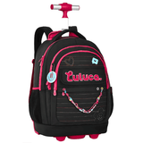 Mochila c/ trolley Luluca Preto 46cm - Papelaria Encantada