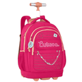 Mochila c/ trolley Luluca Rosa 46cm - Papelaria Encantada