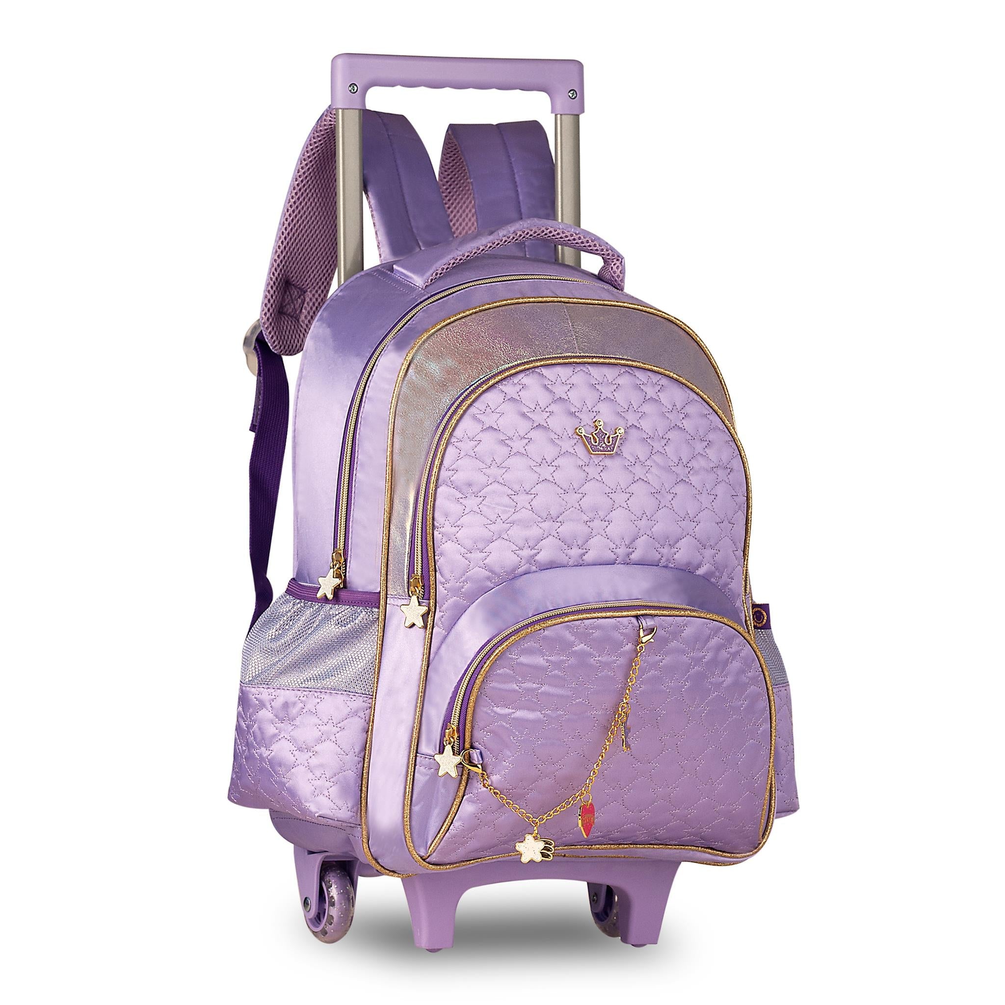 Mochila com trolley Sweet Queen Roxo 40Cm - Papelaria Encantada