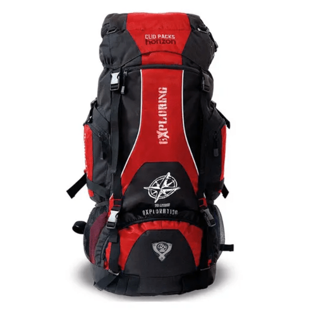 Mochila de trail impermeável 70L Vermelha - Papelaria Encantada