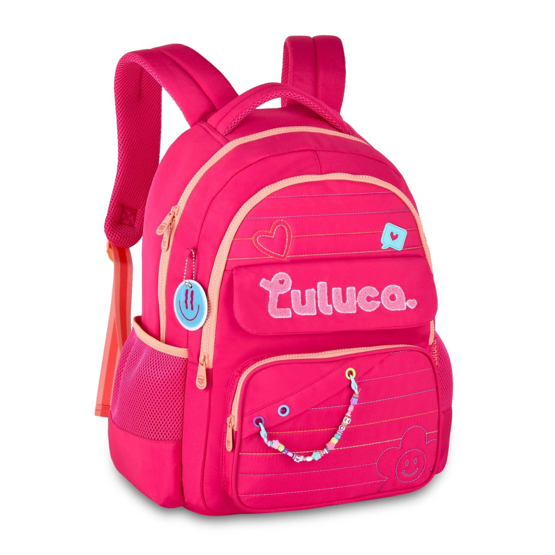 Mochila escolar Luluca Rosa 44cm - Papelaria Encantada