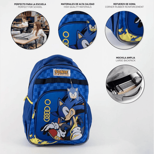 Mochila escolar Sonic 42cm - Papelaria Encantada