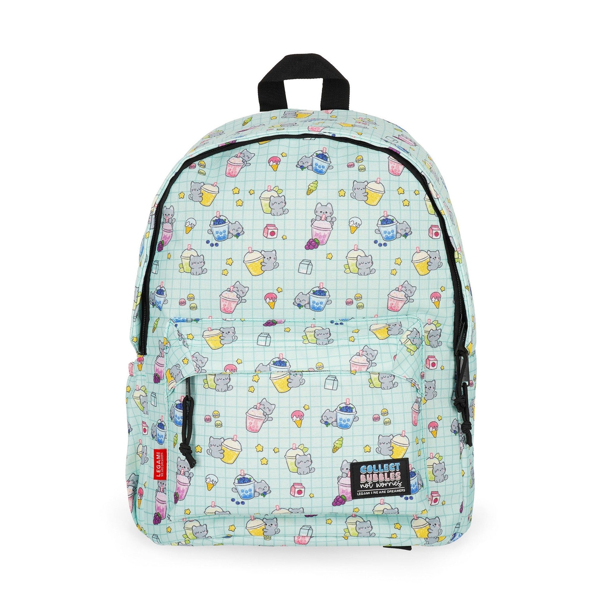 Mochila Legami Gato Bubble Tea - Papelaria Encantada