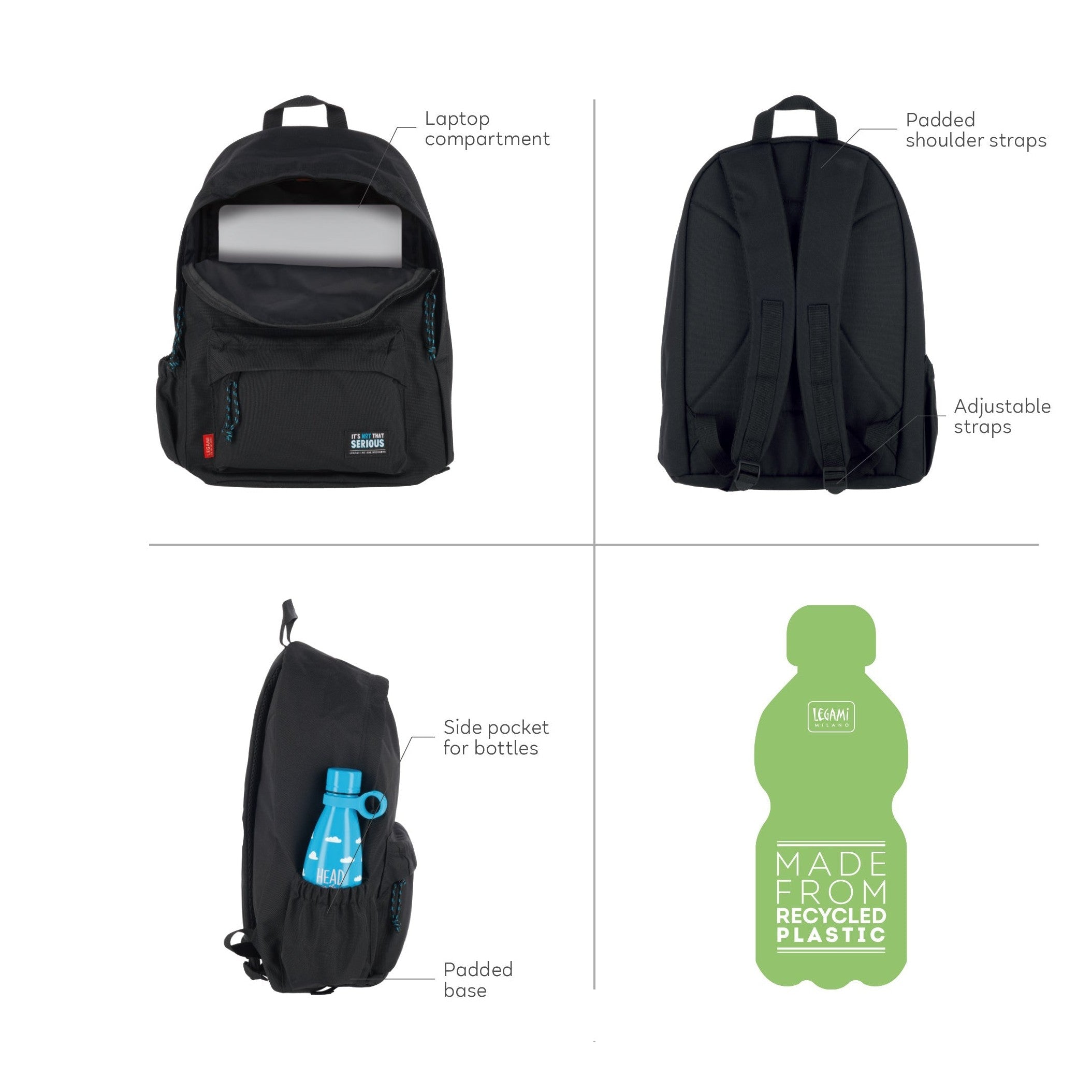 Mochila Legami Gato Bubble Tea - Papelaria Encantada