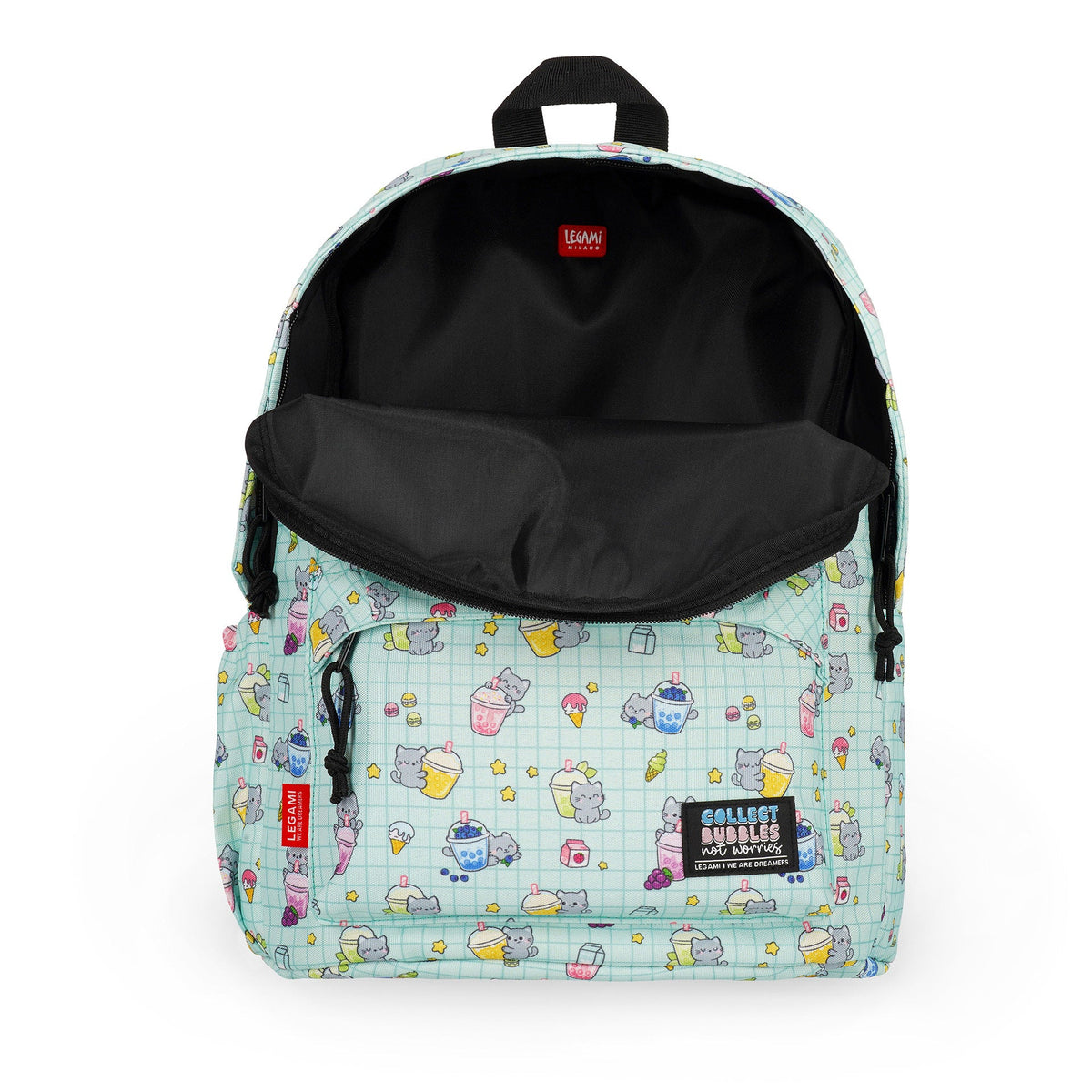 Mochila Legami Gato Bubble Tea - Papelaria Encantada
