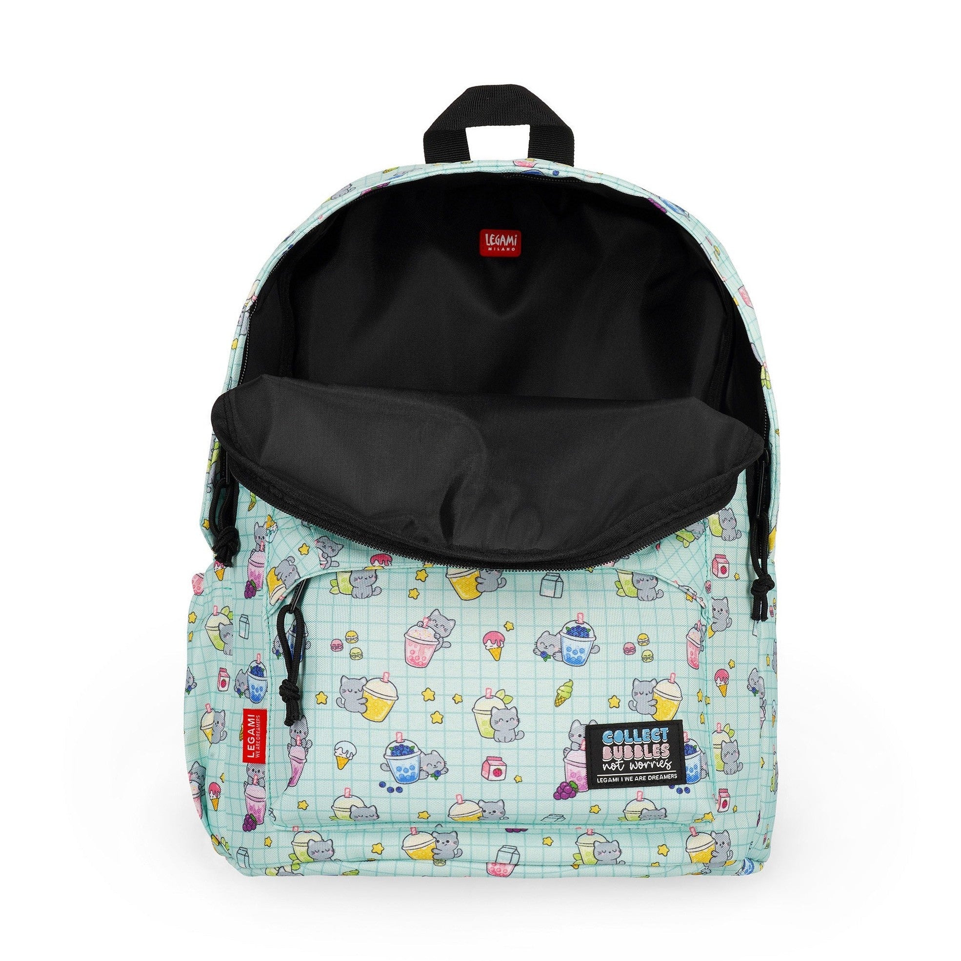 Mochila Legami Gato Bubble Tea - Papelaria Encantada