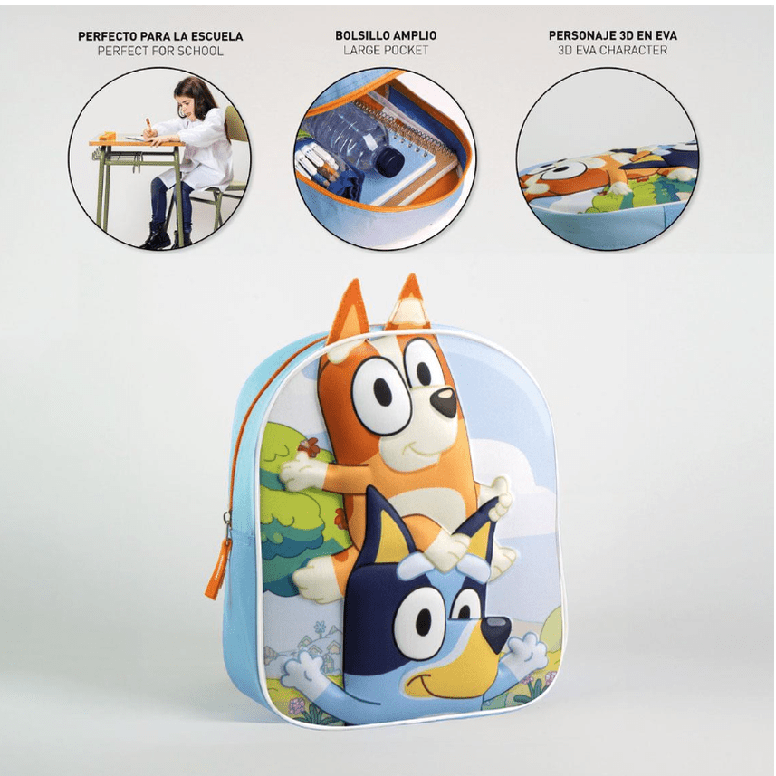 Mochila Pré-escolar Bluey e bingo - Papelaria Encantada