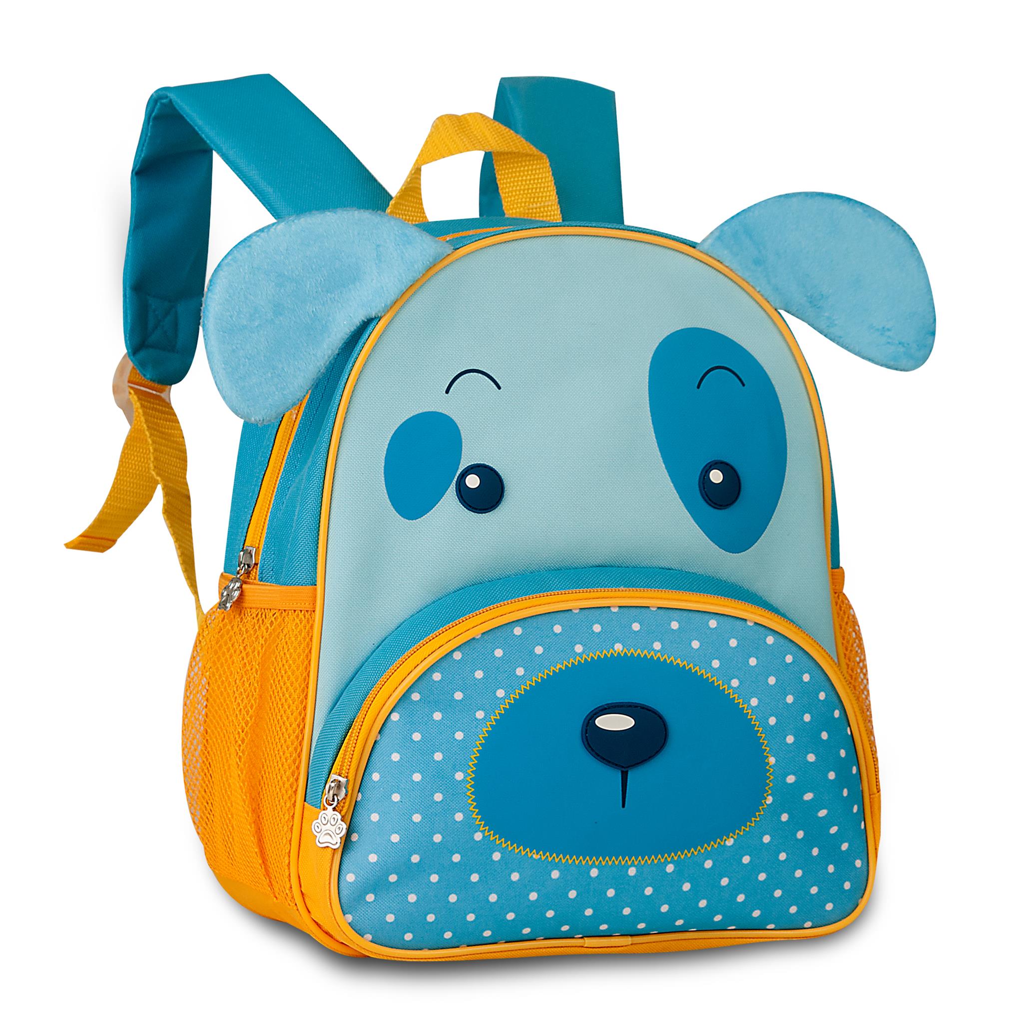 Mochila pré - escolar Cão azul/amarelo33cm - Papelaria Encantada