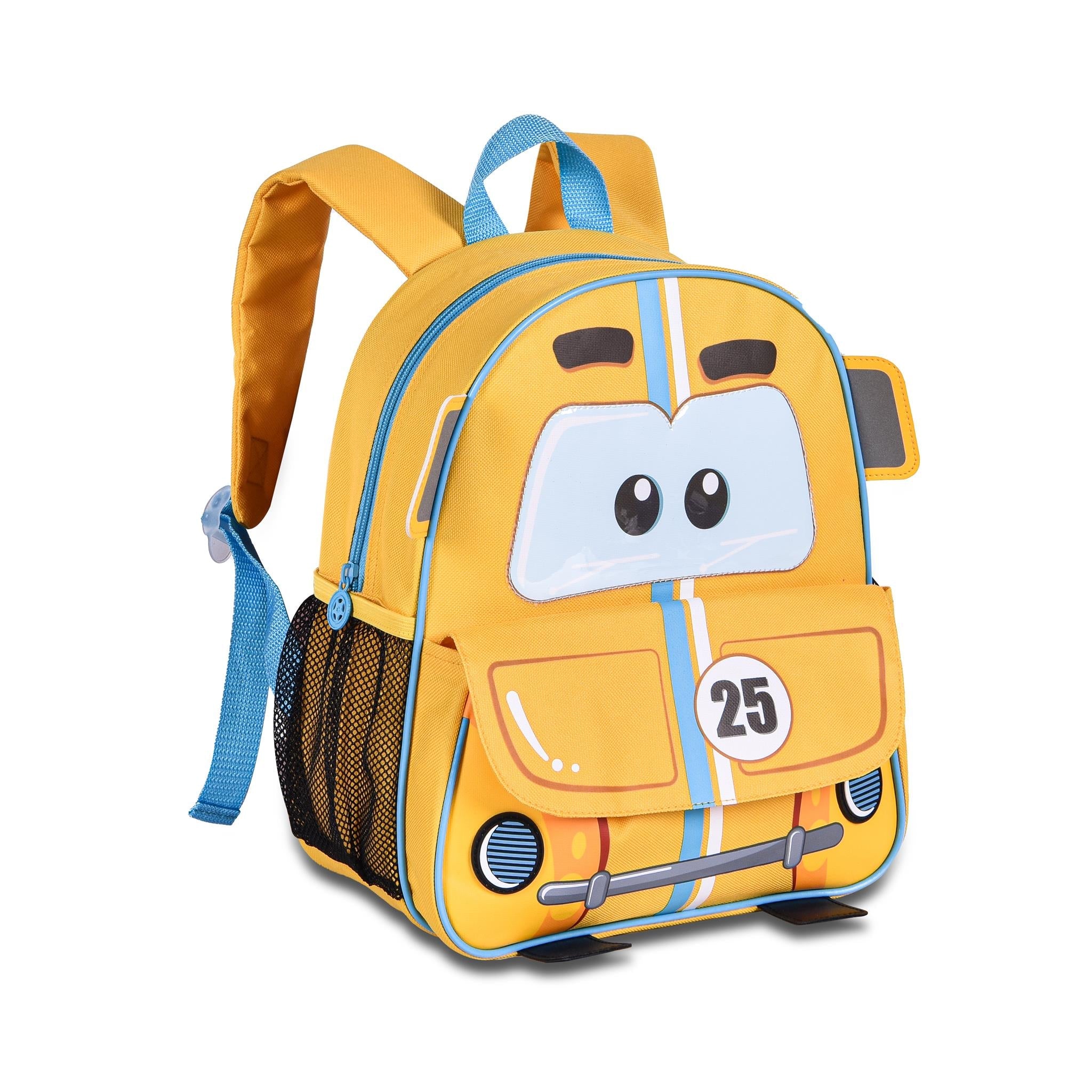 Mochila pré - escolar Carro Amarelo 33cm - Papelaria Encantada